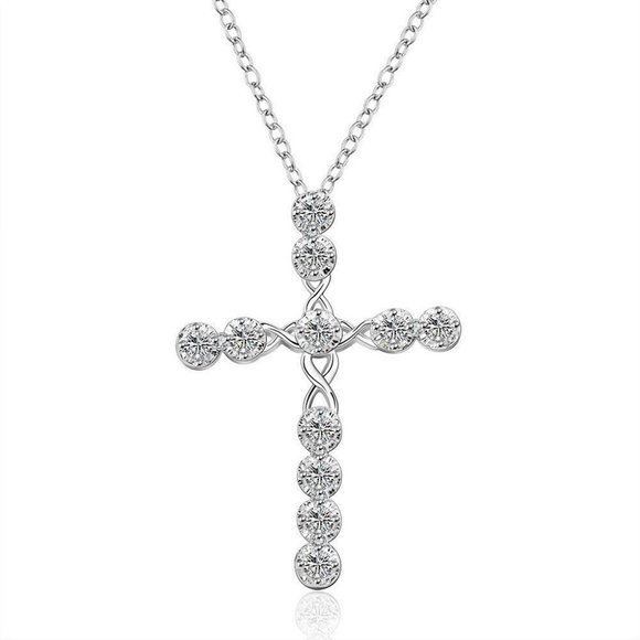 NEW S925 Sterling Silver Diamond Cross Necklace - Picture 9 of 9